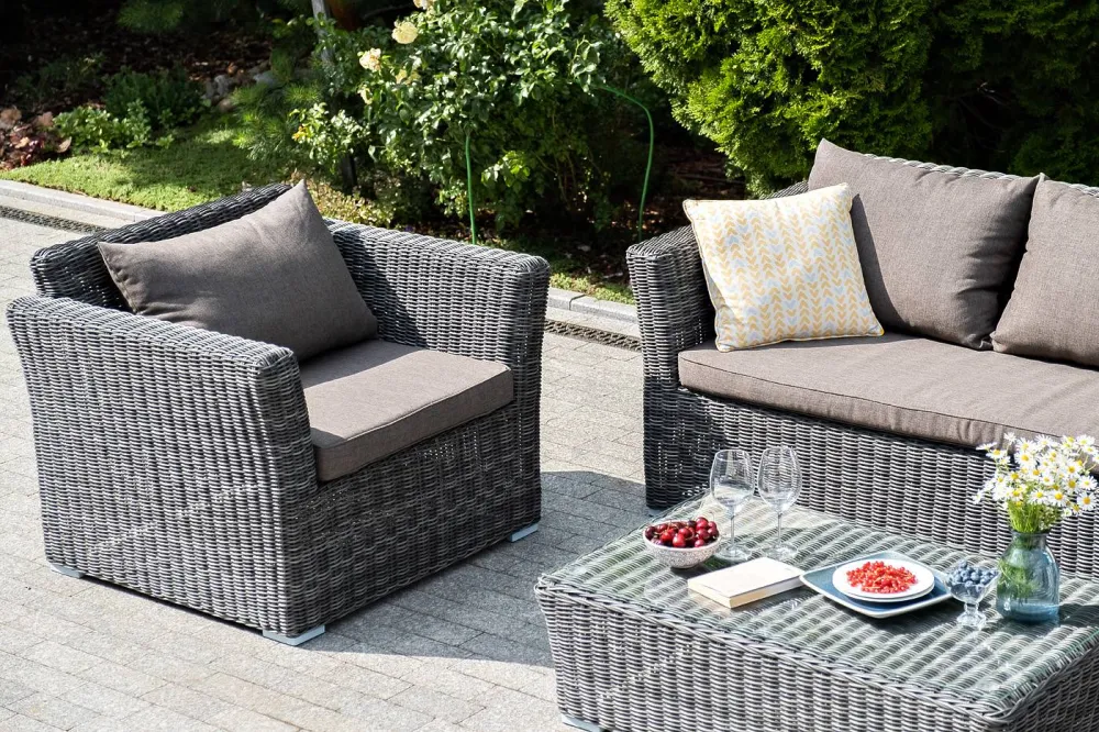 "Капучино" лаунж-зона из искусственного ротанга, цвет графит