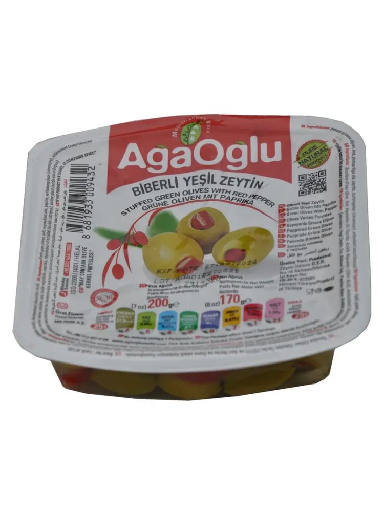 Оливки зеленые AgaOglu на гриле 3XL 170 г x 2 шт