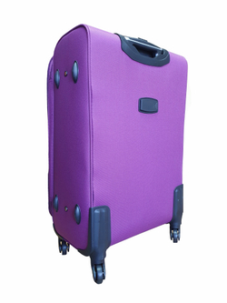 Чемодан на колесах тканевый L’case Barcelona размера S+ (58х38х26 (+5) см), объем 47.5 литров, вес 3 кг, Фиолетовый