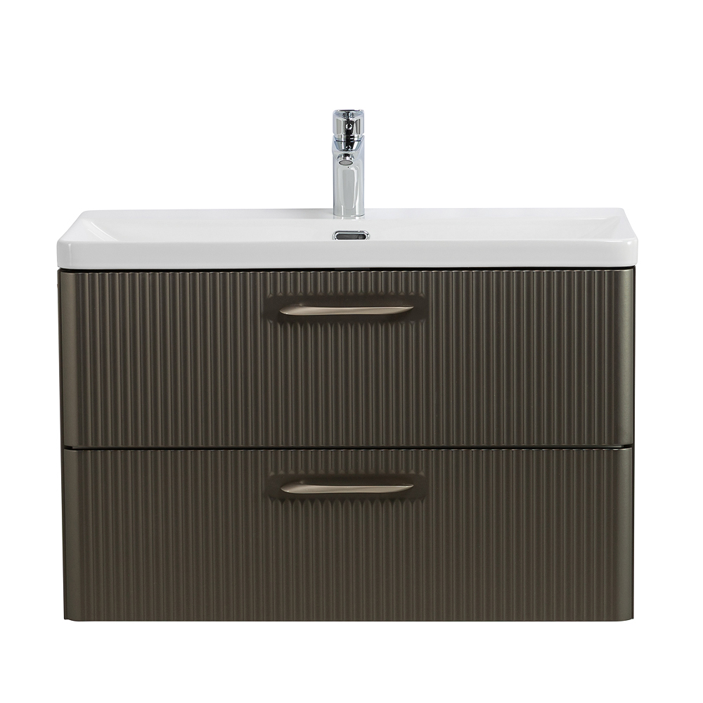 Подвесная тумба с раковиной Belbagno DUE, 80 см Оружейная сталь DUE-800-2C-SO-GM-P + BB-8076-3-80