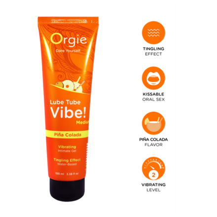 Лубрикант с эффектом вибрации Orgie Lube Tube Vibe Medium Pina Colada, 100 мл