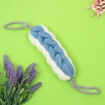 Мочалка для тела «PREMIUM - FERGAMO», цвет белый / лазурный, 26*6 см, 60грамм, Zip пакет