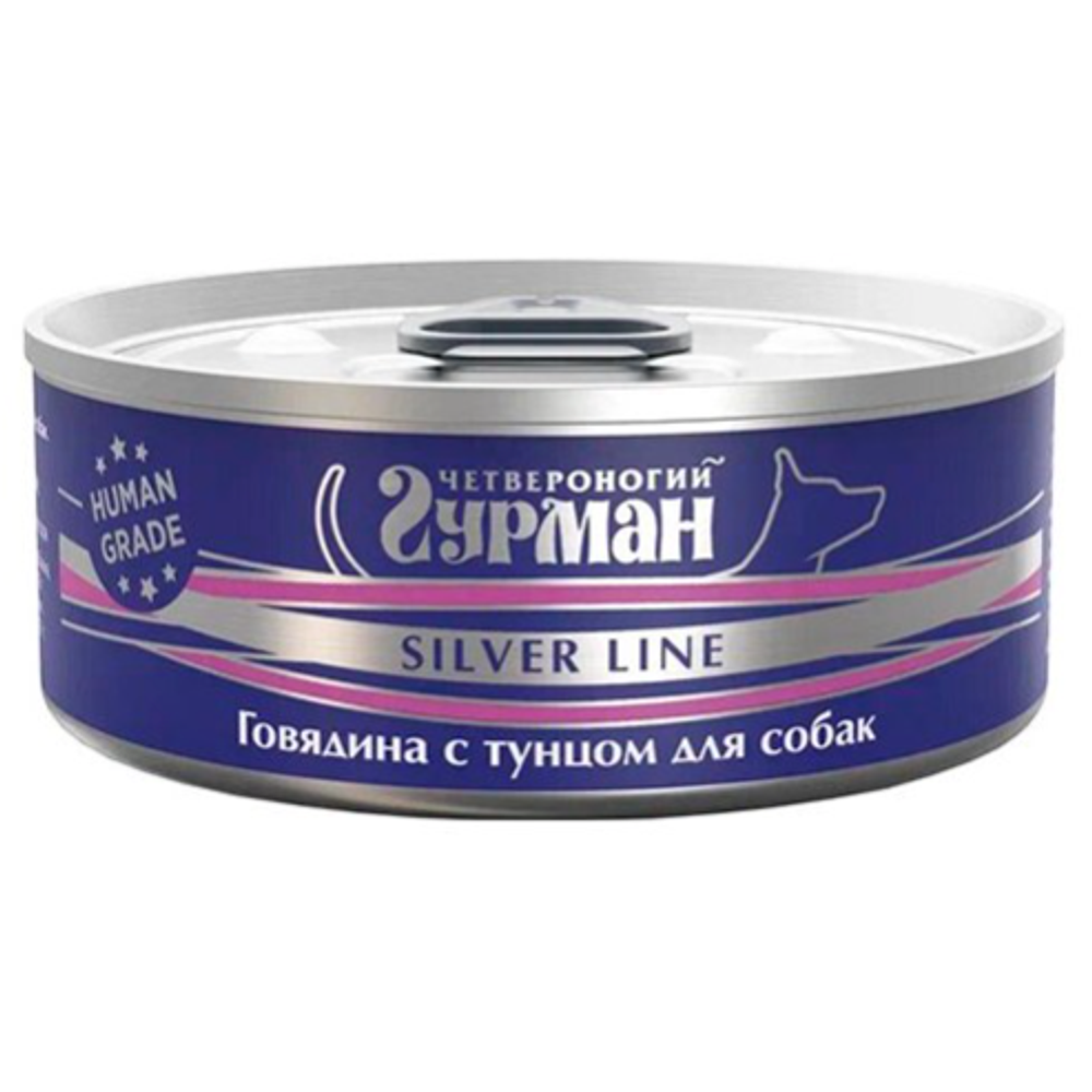 Четвероногий гурман "серебряная линия" кон.д/собак говядина с тунцом 100гр