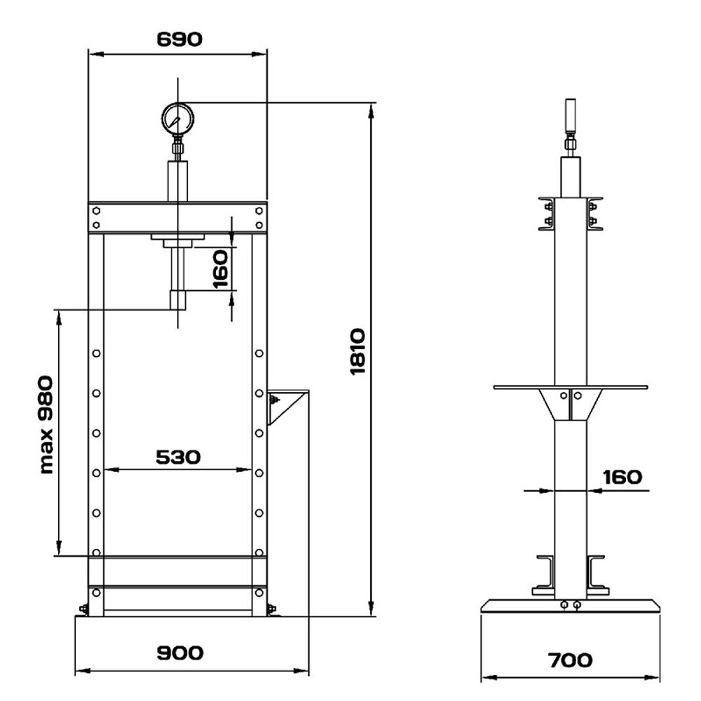 KraftWell (KRWPR30) Пресс 30 т. с ручным приводом