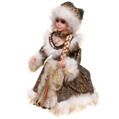 Снегурочка музыкальная «Волшебный день» в бронзовой шубке 30 см