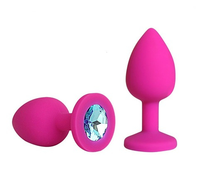 Анальная втулка фуксия с кристаллом Large голубой 9,5 см