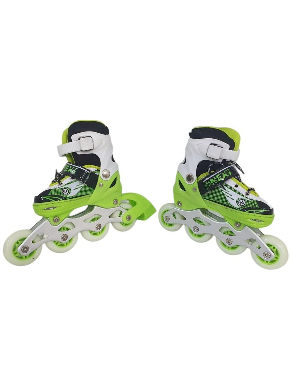 Коньки роликовые раздвижные 31-34, колеса полиуретан, ABEC7, зеленые