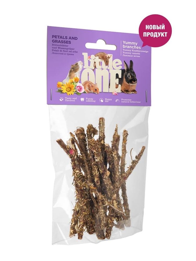 Little Оne Лакомые ветви с лепестками и травами. Лак-во д/всех видов грызунов 35г