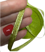 Лента люрекс 6мм - 33м -1 боб. (светло-зеленый с серебром)