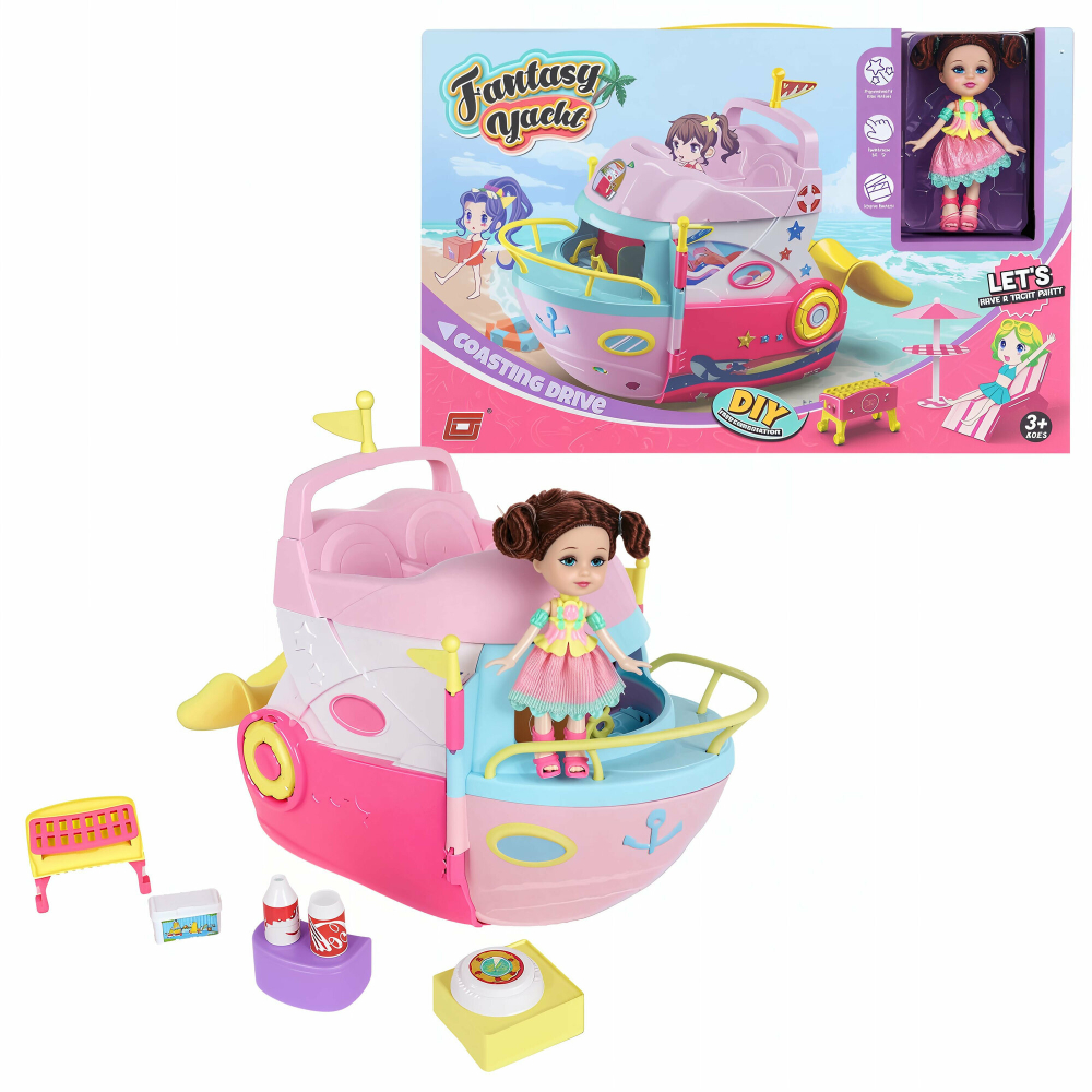 Игровой набор "Корабль-каюта CJ8307", с мебелью, пластик, от 3 лет