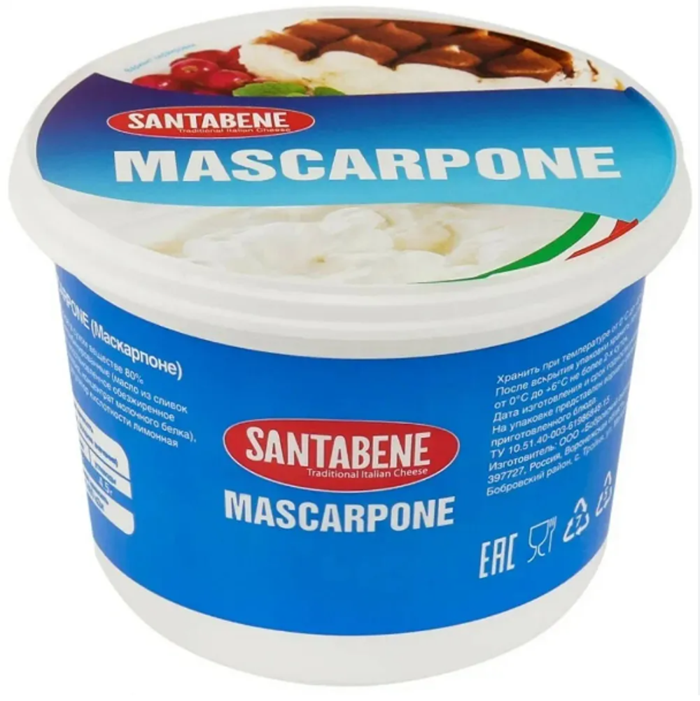 Сыр Маскарпоне "SANTABENE 80%" (500гр/упак)