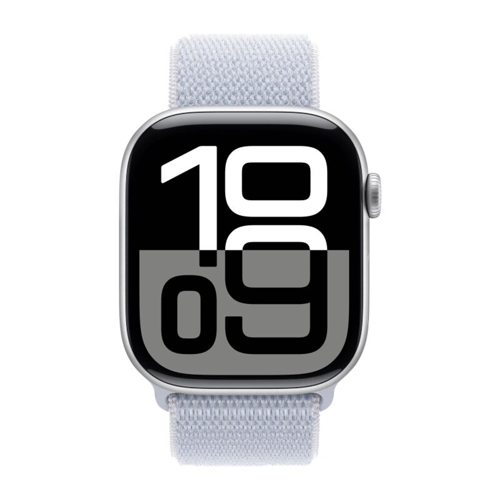 Умные часы Apple Watch Series 10 LTE, 46 мм, серебристый алюминий, спортивный браслет цвета "Blue Cloud" (MWY23)
