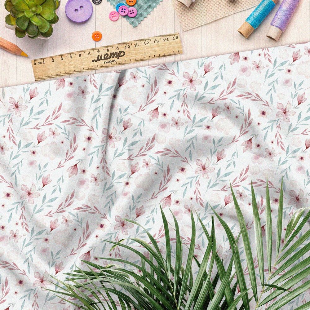 Ткань футер 2-х нитка простые цветочки