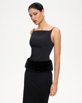 Топ из костюмной ткани с мехом