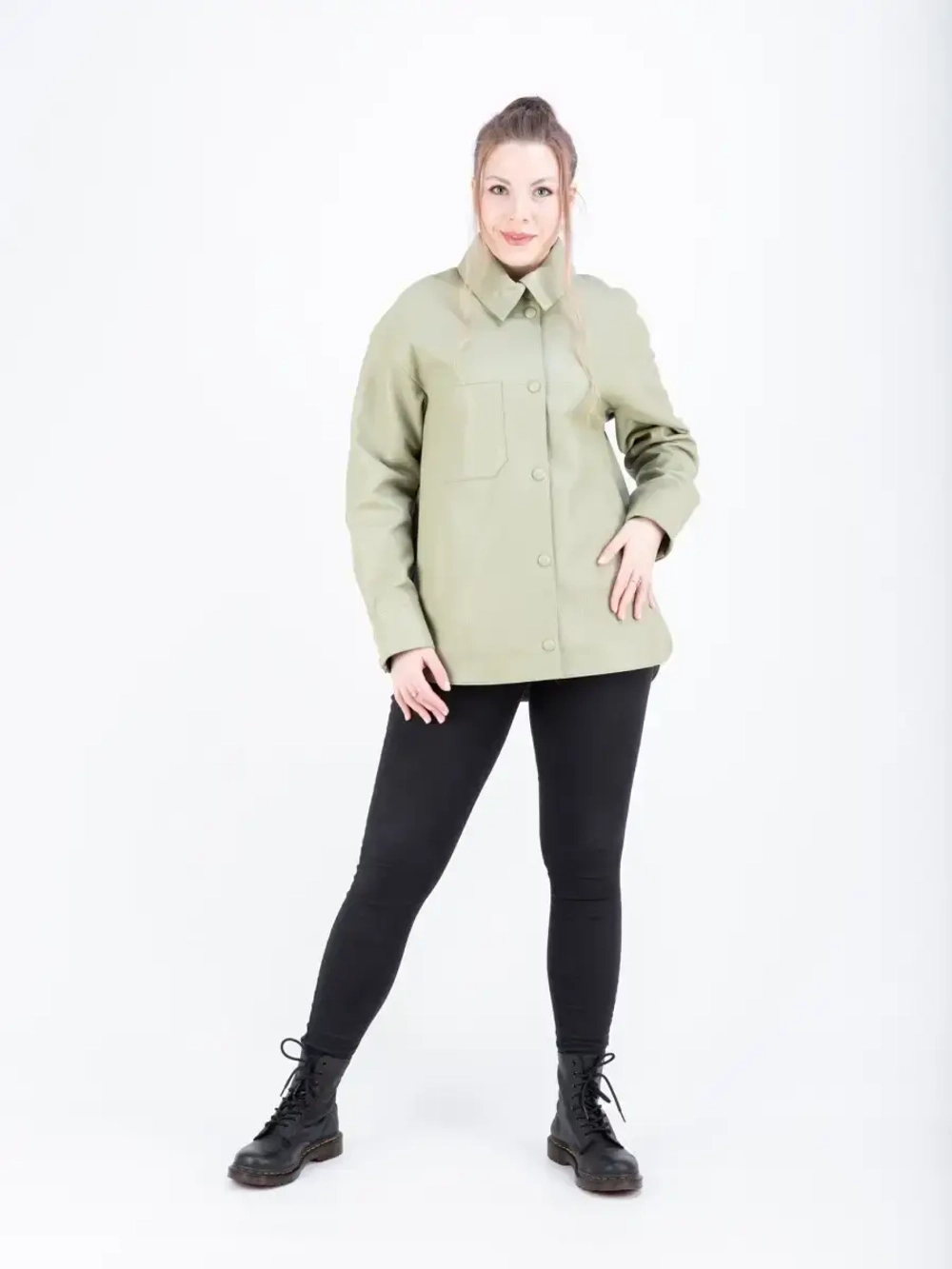 Куртка женская кожаная  оверсайз рубашка