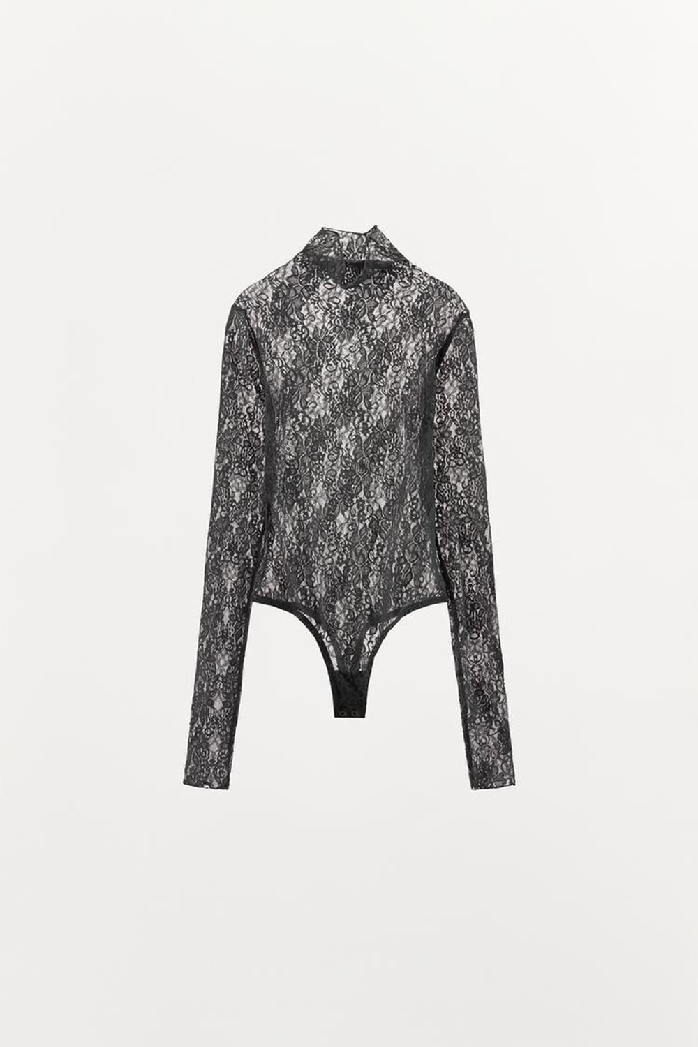 ZARA БОДИ С ЦВЕТОЧНОЙ ВЫШИВКОЙ ИЗ КРУЖЕВА, СЕРЫЙ