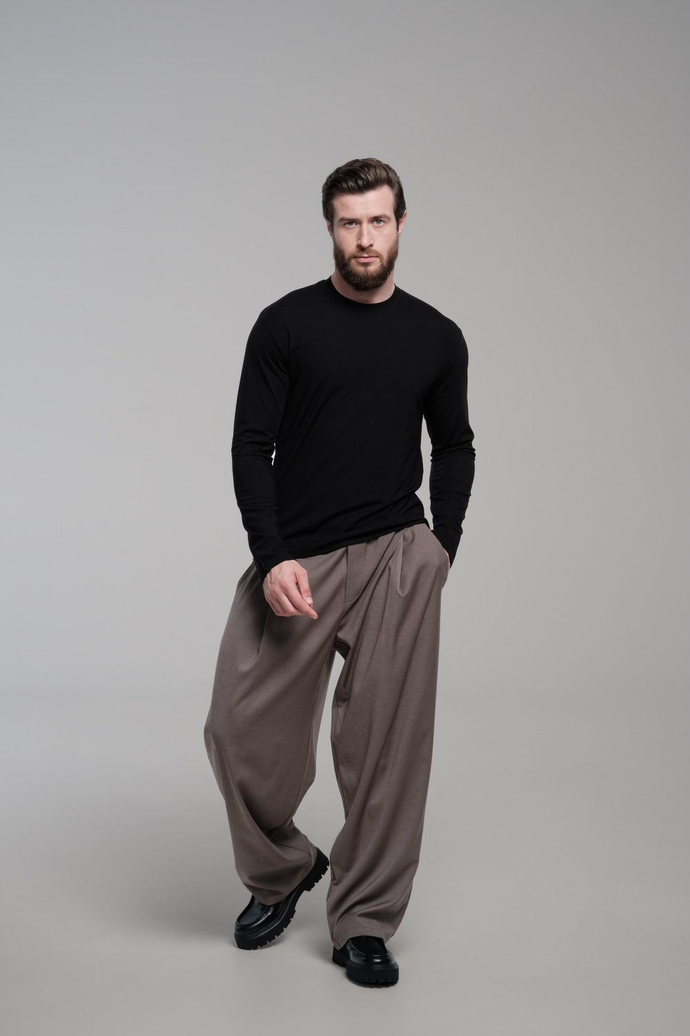 Брюки широкие на резинке | light brown