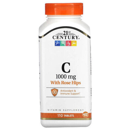 Витамин C 21st Century, витамин С с плодами шиповника, 1000 мг, 110 таблеток