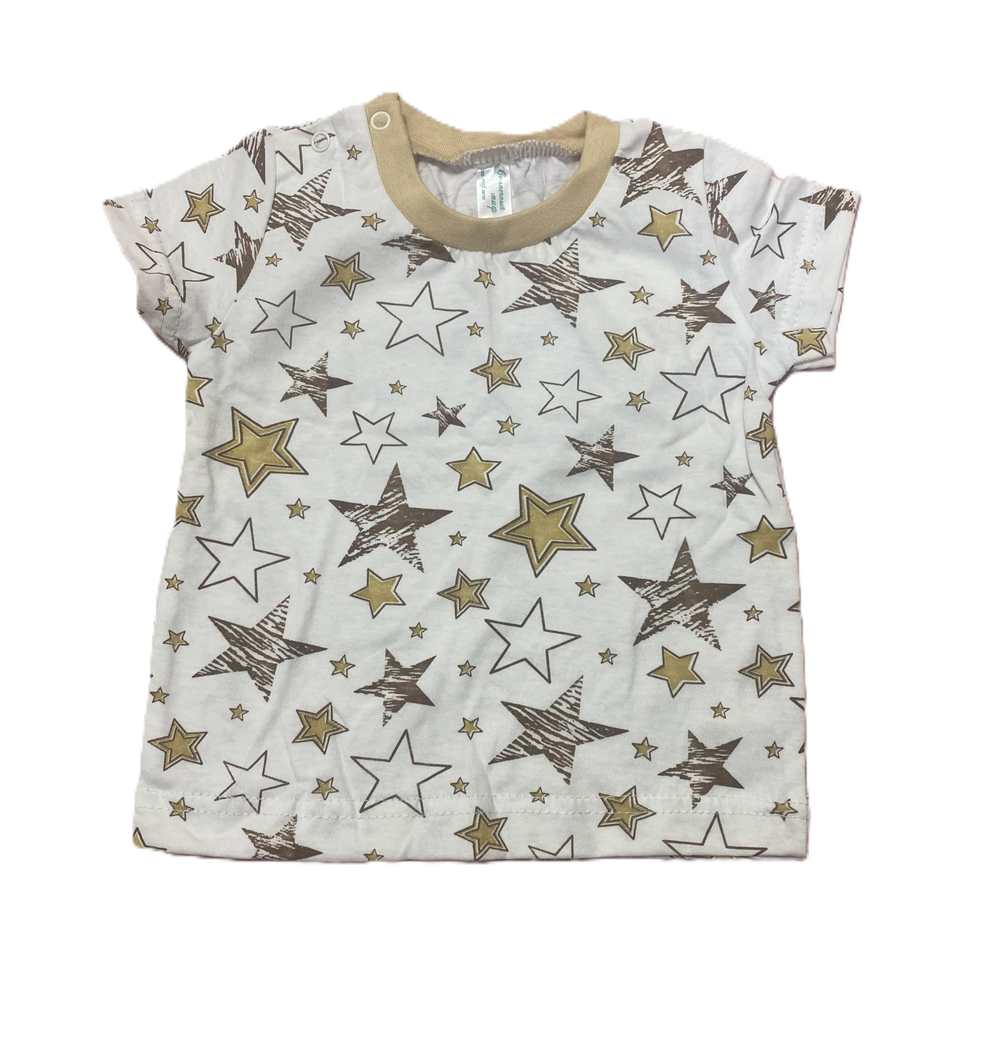 Футболка на мальчика из кулирки (100% хлопок) на кнопках на плече на рост 74 см