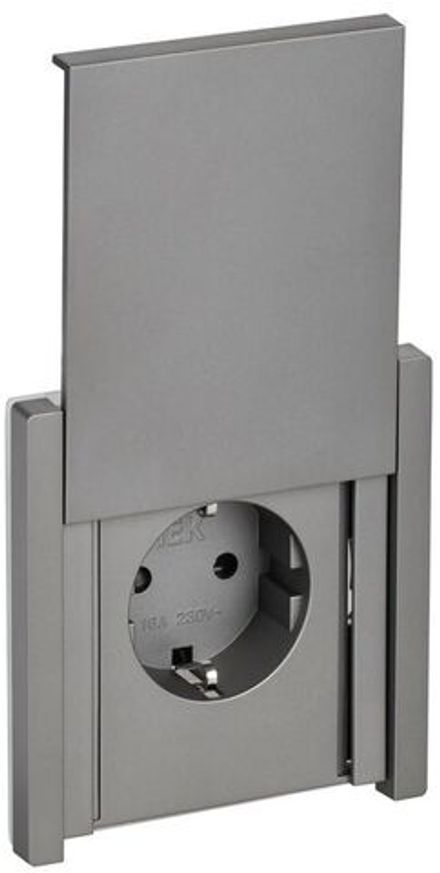 Розетка СП FORTE&PIANO 16А IP44 FP521 с заземл. защ. шторки с крышкой винт. крепл. сталь IEK FP-R16-16-44-K46