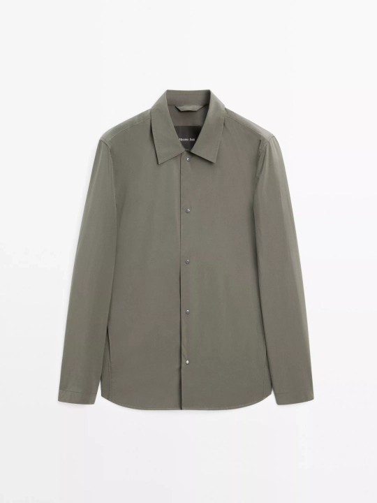 Massimo Dutti Куртка классического кроя из высокотехнологичной ткани, серый