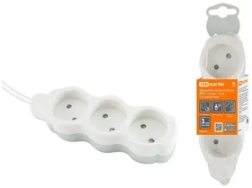 Удлинитель бытовой "Люкс" УЛ03 3 гнезда 3м с/з, с з/ш ПВС 3х1,5 мм2 16А/250В, 3700ВТ TDM SQ1303-4055
