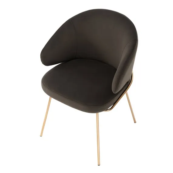 Стул Lime, черный микровелюр с золотыми ножками