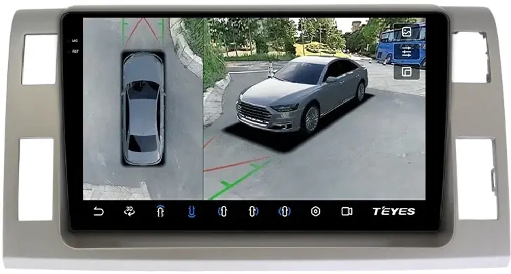Магнитола для Toyota Estima 3 2006-2016 (с 360, рамка серая 10 тип 2) - Teyes CC3-2K-360 на Android 10, 2K QLED, 6Гб+128Гб, CarPlay, 4G SIM-слот, 4 камеры в комплекте
