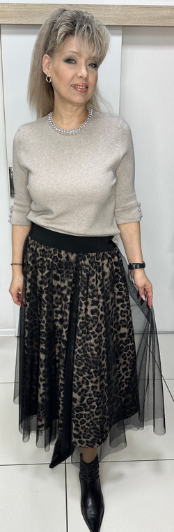 Двойная юбка с леопардовым принтом