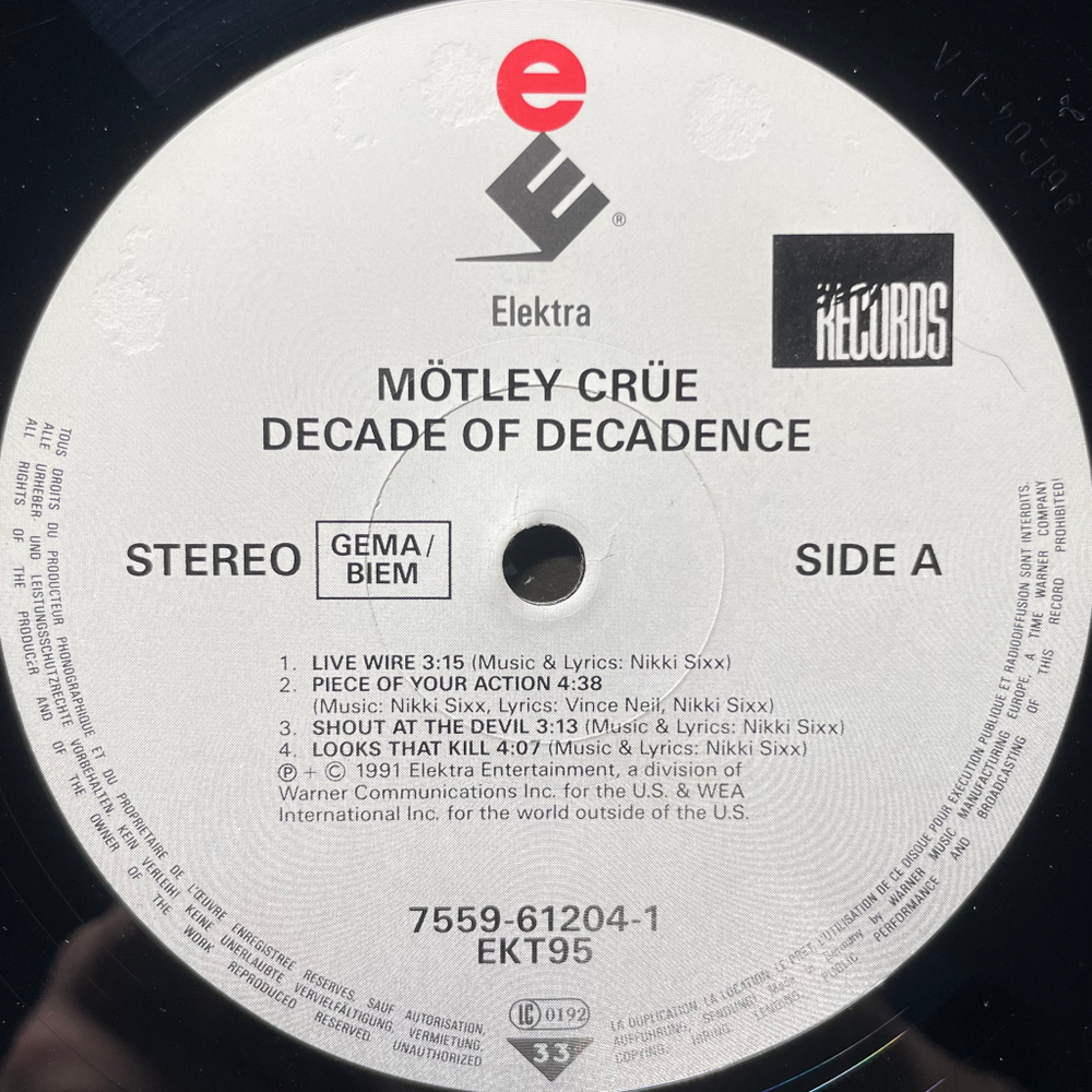 Mötley Crüe ‎– Decade Of Decadence '81-'91 2LP (Германия 1991г.)