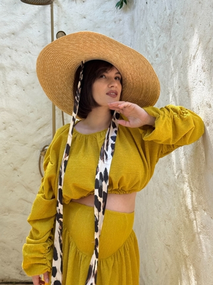 Канотье со средней тульей и лео-лентами