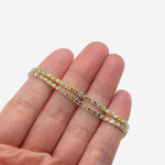 Стразовая цепь дуохромная, 2мм, желтый кристалл с желтым напылением в серебристых цапах