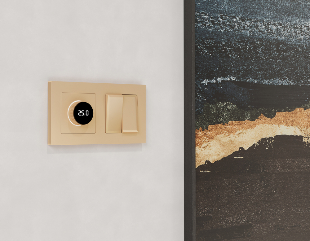 MA603030 Комплект механизм 2-клавишного перекрестного выключателя 10A-250V ALFA Шампань QUANT (AP6030, VM125)