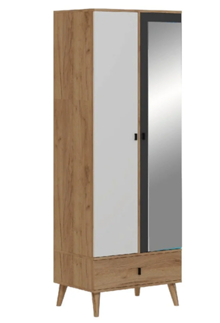 Шкаф 2-х дверн Омега-3 дуб золотистый/антрацит (для одежды и белья)