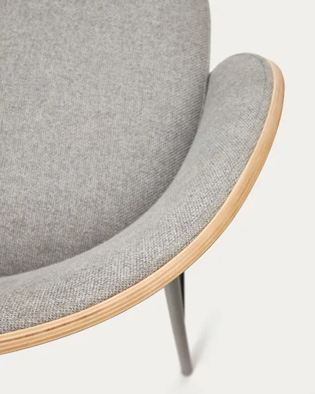 Полубарный стул Eamy светло-серый с натуральной отделкой