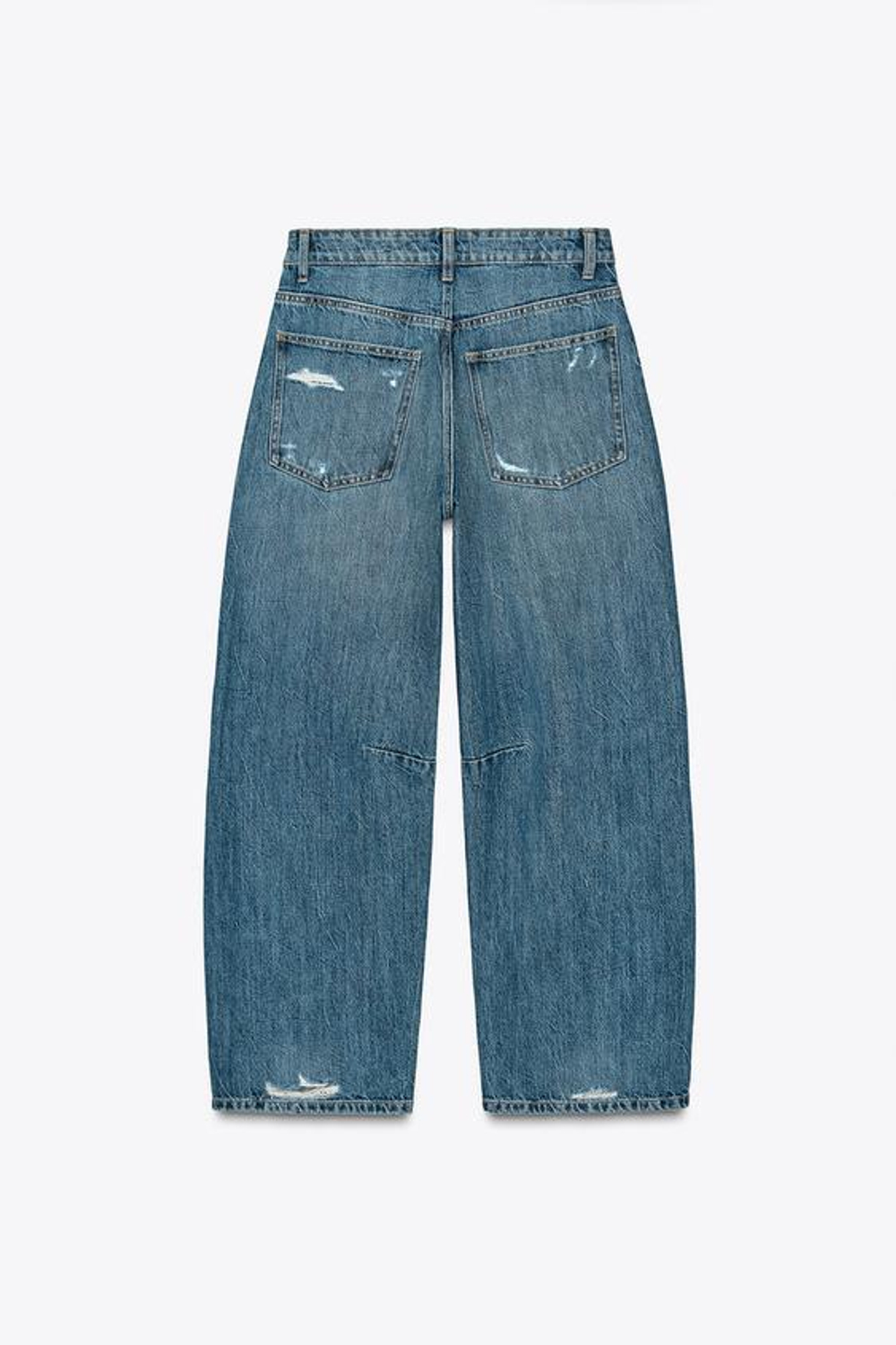 ZARA ДЖИНСЫ-БАЛЛОНЫ СРЕДНЕЙ ПОСАДКИ TRF, СИНИЙ