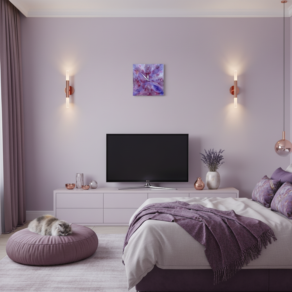 Уникальные дизайнерские часы из эпоксидной смолы. Квадрат 30 см. Ручная работа.