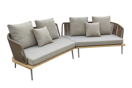 Диван Garda Decor угловой "БЭЙЛИ (BAYLEY)" уличный серый 280*84*75 см