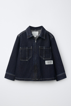 ZARA ДЖИНСОВАЯ КУРТКА-РУБАШКА С ОТСТЕГИВАЮЩИМСЯ КАПЮШОНОМ, ИНДИГО