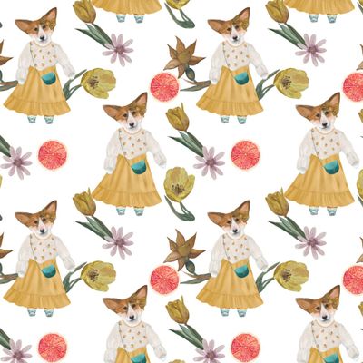 корги в желтом