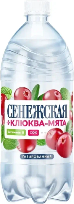 Вода вкусовая Сенежская Клюква-Мята газированная, 1 л