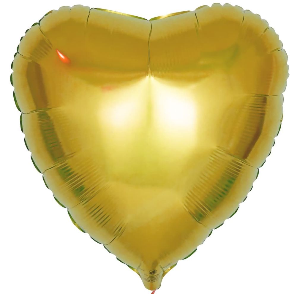 Фольгированный воздушный шар большое сердце, золотое , 81 см