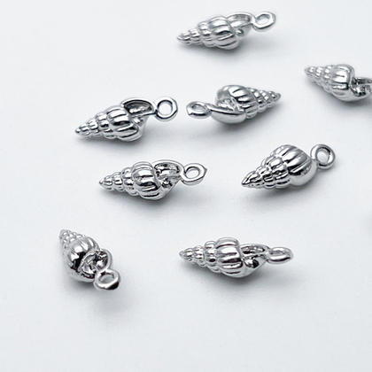 Подвеска Ракушка, цвет серебро (родий), размер 11*4 мм, цена за 1 шт