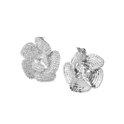 Серьги-люкс, цветы, россыпь камней