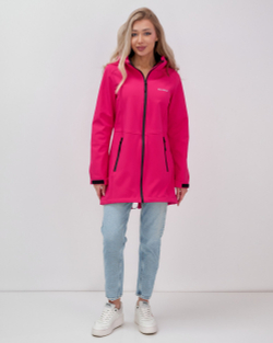 Парка спортивная женская с капюшоном softshell розового цвета 9568R