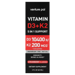 Venture Pal, витамины D3 и K2, с клубникой, 60 мл (2 жидк. унции)