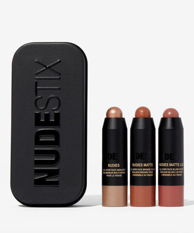 Nudestix Soft & Warm Nudes Mini Kit Универсальные компактные румяна, бронзер и хайлайтер в стике