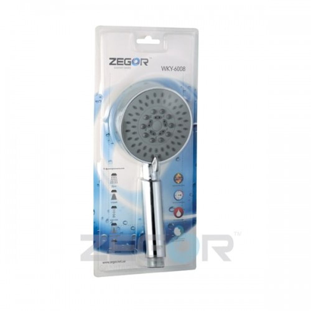 WKY-6008 Лейка душевая 5-функциональная, брызги шампанского, хром