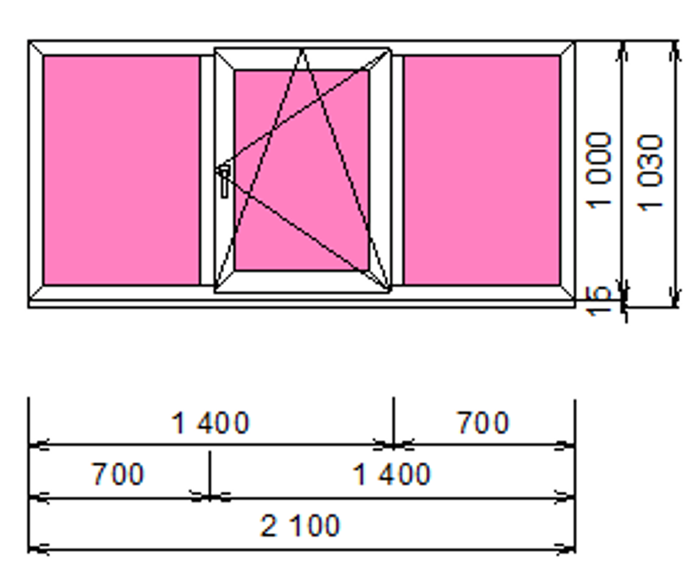 Пластиковое окно 1000 х 2100 ТермА Эко