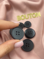 Пуговицы черные матовые на прокол с высоким скругленным бортиком